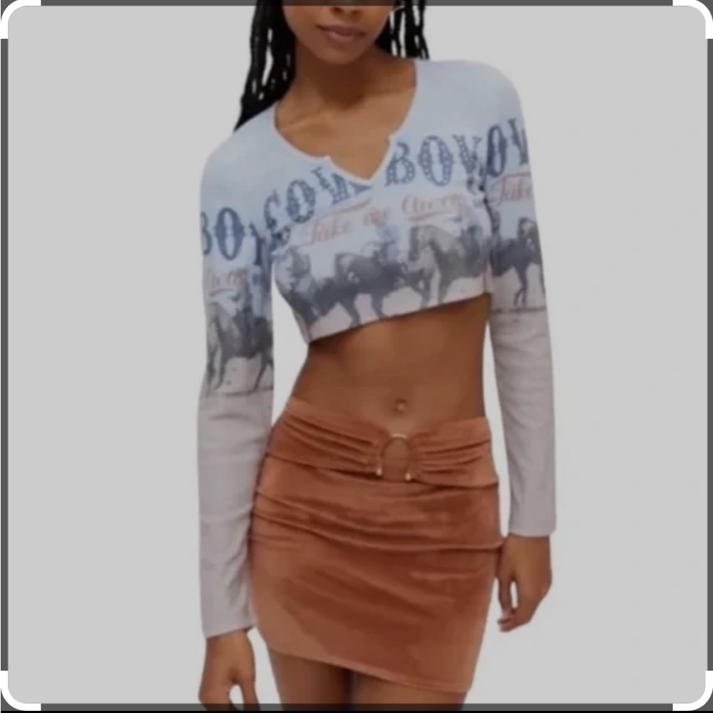Urban outfitters UO cowboy take me away jeweled cropped tee small